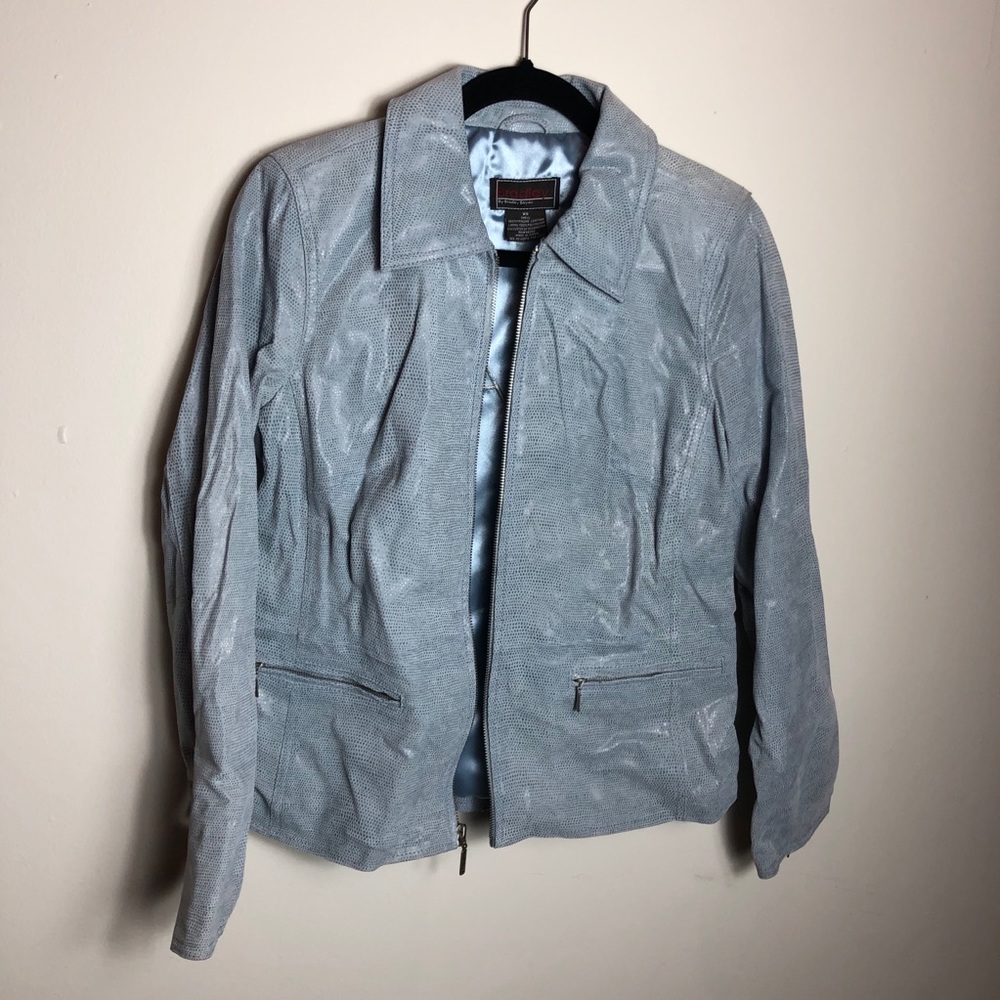 Bradley Bayou Blue Leather Jacket Size XS